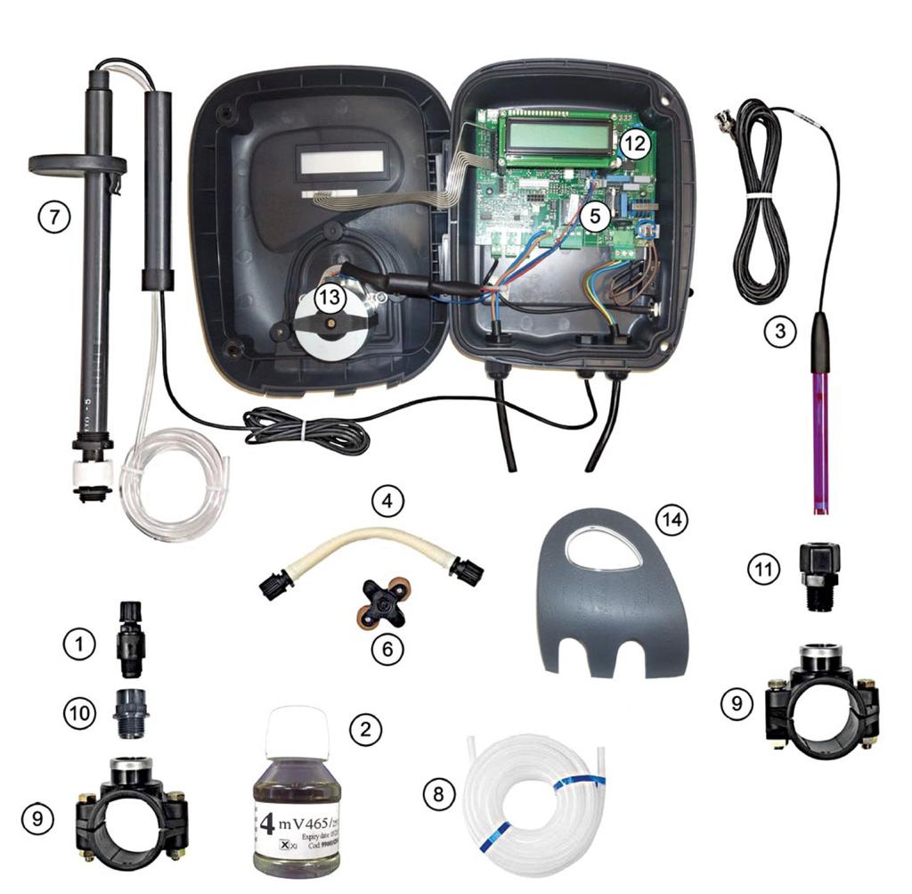 hlor Perfect njection non-return valve W00 mpty control box (front and rear faces only) W00 hlor Perfect h peristaltic pump motor, complete W000 W00 W000 RP sensor ZRP- with m shielded B cable W00