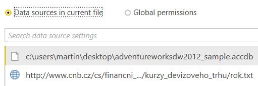 Data source settings Pokud pošleme soubor mimo počítač, kde byl