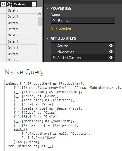 Native Query Ukázka konstrukce IF