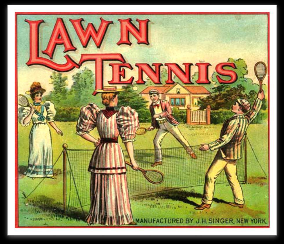 Obrázek 4. Lawn tennis, oblíbený sport v 80. letech 19. století. Zdroj: http://www.old.ittf.com. V roce 1884 vydalo nakladatelství F. H. Ayres první pravidla lawn tennisu.
