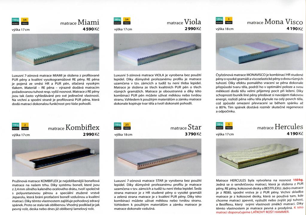 3/4 vyska 17 cm matrace Viola 2990KC BiBW RBIiBI vyska 18 cm matrace Mona Visco 4190 Kc Luxusni 7-z6nova matrace MIAMI je slozena z profilovane PUR peny a kvalitnf vysokogramazove RE peny.