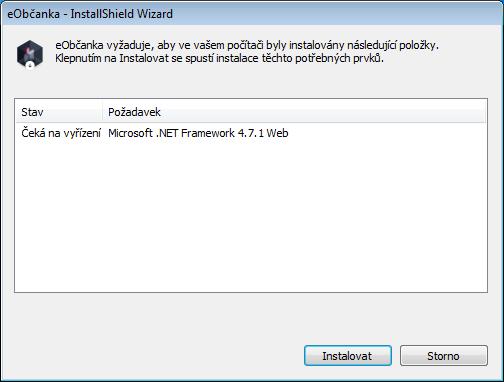 4.3 Instalace.NET frameworku Software eobčanka používá při svém fungování.net framework 4.7.1 společnosti Microsoft.