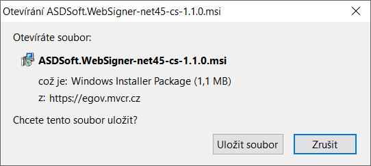 4 Instalace podepisovacího klienta ASD Web Signer z prohlížeče Mozilla Firefox a/ Do podporovaného webového prohlížeče Mozilla Firefox zadejte webovou adresu pro