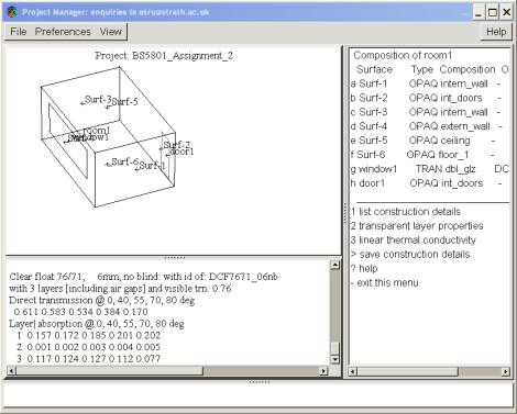 ESP-r construction set-up Click on: Browse, edit, simulate Click on: Composition s For each surface
