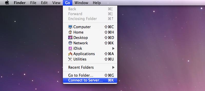 Přístup ke sdíleným složkám z počítače Mac Uživatelská příručka Synology NAS Vyberte na panelu nabídek možnost Přejít > Připojit k serveru.