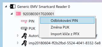 Ostatní přístupové kódy pomocí Správce karty odblokovat nelze: Zablokovaný PUK nelze (nijak) odblokovat Odblokování DOK je třeba provést na úřadu obce s rozšířenou působností Pozn.