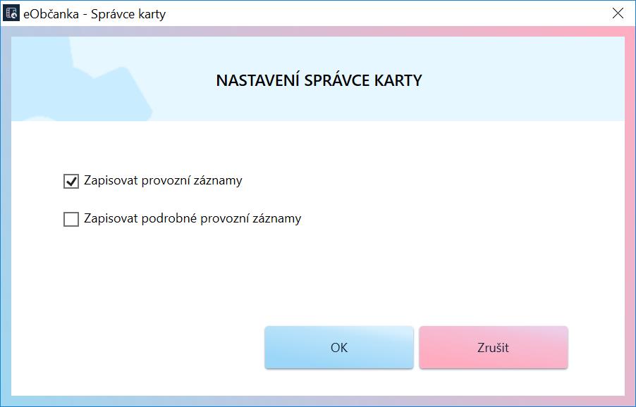 Ve výchozím stavu (např. po instalaci software eobčanka) se zapisuje základní úroveň provozních záznamů. Ten pro detekci složitějších problémů nemusí dostačovat.