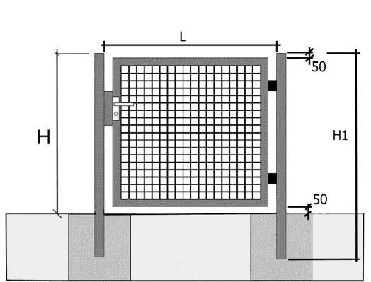 BRÁNKA JEDNOKRÍDLOVÁ (BJ) Rám brány: profil JAKL 40 40mm Stĺpik: profil JAKL podľa typu brány (60 60mm, 80 80mm) Výplň: