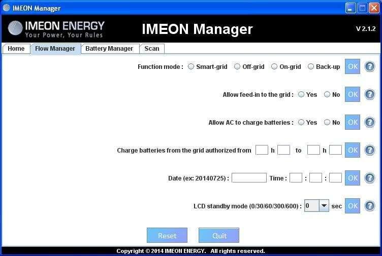 Použití jiného softwaru než je IMEON MANAGER, neautorizovaného firmou IMEON ENERGY, může způsobit nenapravitelné poškození přístroje,