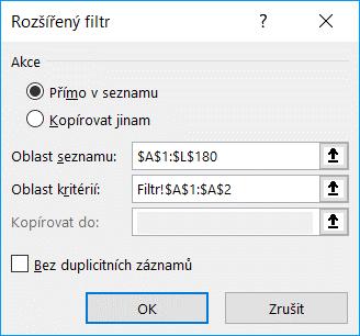 Kapitola 6: Karta Data 141 OBR. 6-25: ROZŠÍŘENÝ FILTR Filtr Kopírovat jinam Filtr omezení počtu sloupců Tlačítkem OK vyfiltrujeme pouze prodeje programu Bonita. Filtr zrušíme tlačítkem Vymazat.
