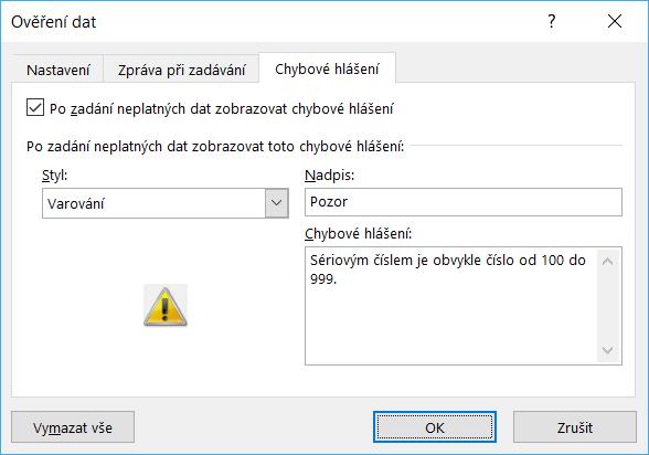 Kapitola 6: Karta Data 146 OBR. 6-29: OVĚŘENÍ DAT Zakroužkovat neplatná data. Vymazat neplatná data Sloučit Dem-06-01 Další ověření připravíme pro sloupec A Program.