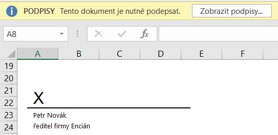 Po otevření se zobrazí informace o nutnosti podepsat dokument viz obr. 3-41. OBR.