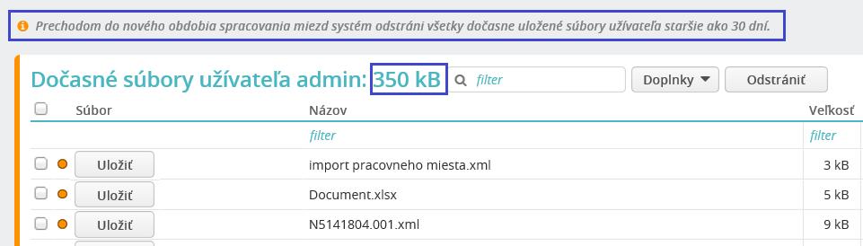 Výstupy vo voľbe Spracovanie miezd/ Tlače a výstupy/riadkové zostavy Hlásenie o počte odstránených súborov vidí len užívateľ, ktorí spustil prechod, a v informácii sa uvádza počet všetkých