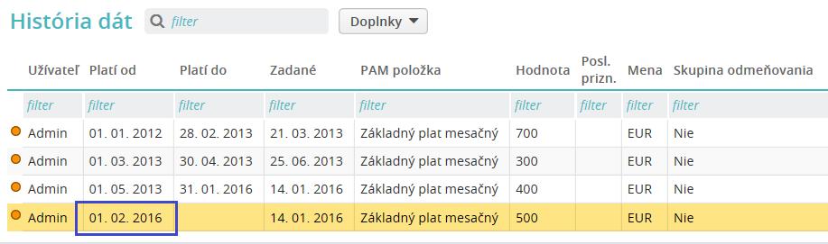 Import dát/typy importu dát táto sa k dátumu historickej platnosti importu aktualizuje.