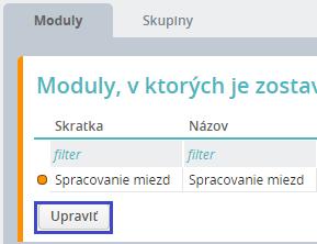 Spoločné funkcie užívateľsky definovateľných zostáv/sprístupnenie zostavy v rôznych moduloch a v hlavičke role Zaradenie zostavy do príslušnej voľby sa nastavuje na záložke Moduly v definícii zostavy.