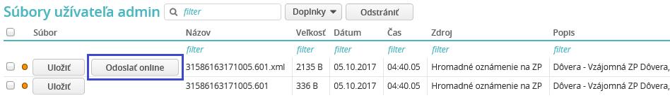 HUMANET PERSONALISTIKA A MZDY časť II. Vstup do funkcie Elektronická pobočka ZP Dôvera je zapracovaný aj cez tlačidlo Odoslať online v riadku vygenerovaného oznámenia, resp.