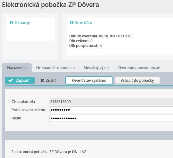 Vstup do voľby má každý užívateľ, ale prihlásiť sa do elektronickej pobočky ZP Dôvera môže len ten užívateľ, ktorý má do nej od zdravotnej poisťovne pridelené prístupové práva.