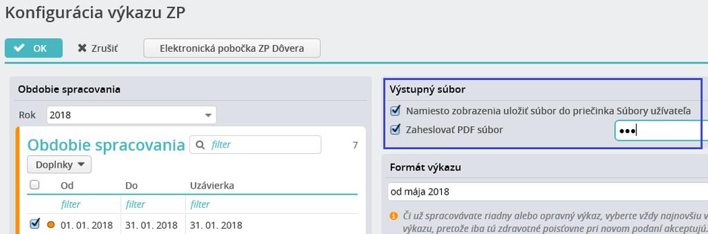 Výstupy vo voľbe Spracovanie miezd/ Tlače a výstupy/výkazy Pri spracovaní výkazov ZP sa zobrazí tabuľka Zoznam rolí, v ktorom má užívateľ možnosť upraviť zoznam záznamov a to buď odstránením