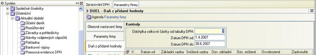 Ú È E T N I C T V Í 59 Pokud nastavení nového období odsouhlasíme, program provede zmìnu parametrù v nabídce Nastavení firmy/