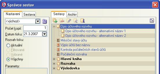 O B E C N É, È Í S E L N Í K Y A N A S T A V E N Í 5 Co se záznamy V Úètovém rozvrhu spravujeme podobu osnovy, na kterou bìhem práce úètujeme. Záznamy upravujeme podle svých potøeb, napø.