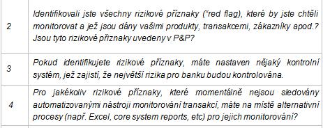 Sledování 51 Hlášeni (Reporting) Desátá oblast kontroly hodnotí, zda banka splňuje