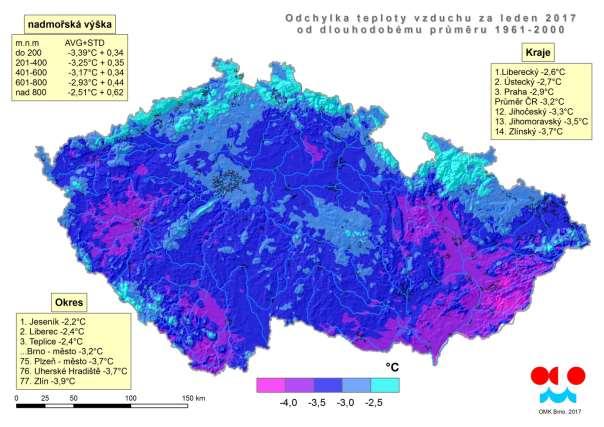 Obr. 1 Odchylka teploty vzduchu