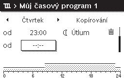 24 Obsluha hlavního menu Obsluha Vložení spínacího času Otevřete menu za účelem úpravy časového programu pro vytápění ( str. 23).