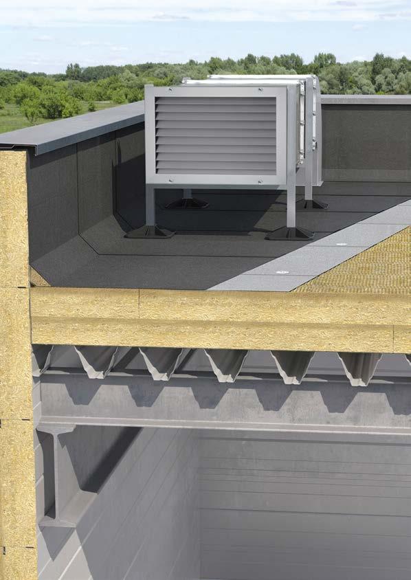 Doporučená systémová řešení ROCKWOOL pro ploché střechy na trapézovém plechu Izolační souvrství HARDROCK MAX ROOFROCK 30 E HARDROCK MAX MONROCK MAX E HARDROCK MAX HARDROCK MAX Tloušťka horní /spodní