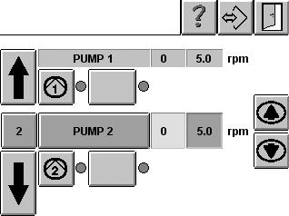 4 66 Obsluha Motor Zapnutí/vypnutí motoru (jednotlivé uvolnění) Čerpadlo 1 Signálově 1 řízené bar rpm Je možné zapnout pouze uvolněné motory. Předpoklad: Systém je připraven k provozu.