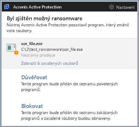 Pro shromáždění co nejvíce různých vzorů používá službu Acronis Active Protection proces strojního učení.