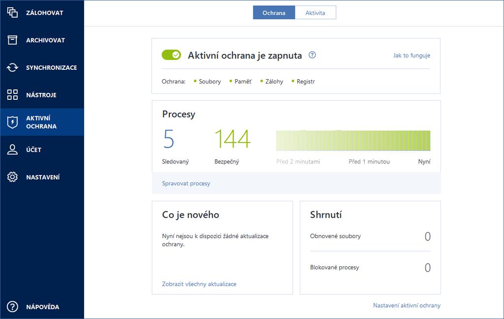 Dále se povídejte na video s pokyny v angličtině na adrese https://goo.gl/wuno6t. Nastavení Informace o nastavení naleznete v části Správa služby Acronis Active Protection (str. 121). 8.