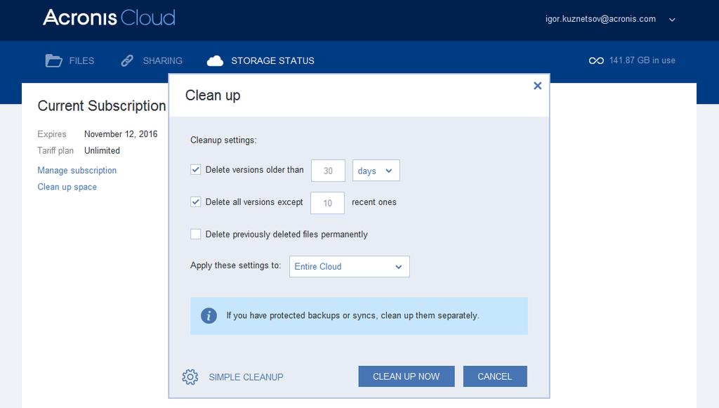 4. Kliknutím na možnost Advanced cleanup lze vybrat více pravidel čištění.