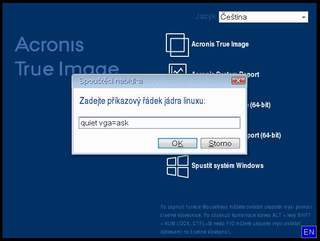 12.1.2.1 Výběr grafického režimu při spouštění ze záchranného média Při spouštění ze záchranného média se automaticky vybere optimální grafický režim podle specifikací vaší grafické karty a monitoru.