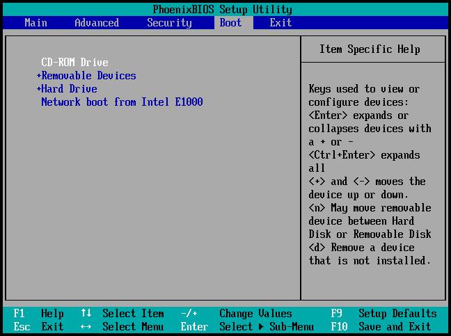 5.1.4 Uspořádání pořadí spouštění v systému BIOS a UEFI BIOS Chcete-li počítač spustit ze záchranného spouštěcího média Acronis, je třeba v pořadí spouštění nastavit toto médium jako první spouštěcí