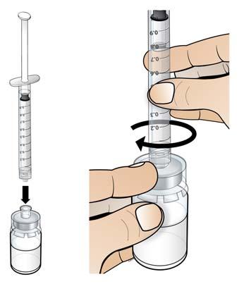 Natáhněte do injekční stříkačky vzduch ke značce 1 ml Nasaďte 1 ml injekční stříkačku na adaptér