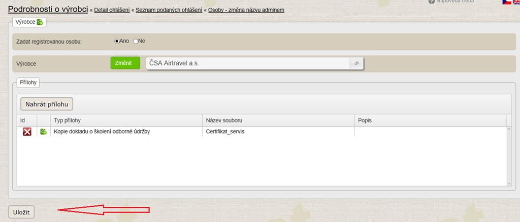 Po uložení příloh (dokladů o