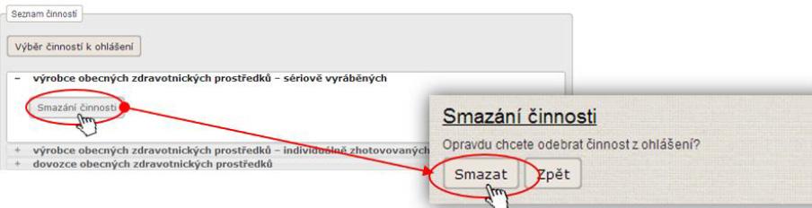 15) Změny týkající se ohlášených činností Rozklikněte činnost, která bude měněna.