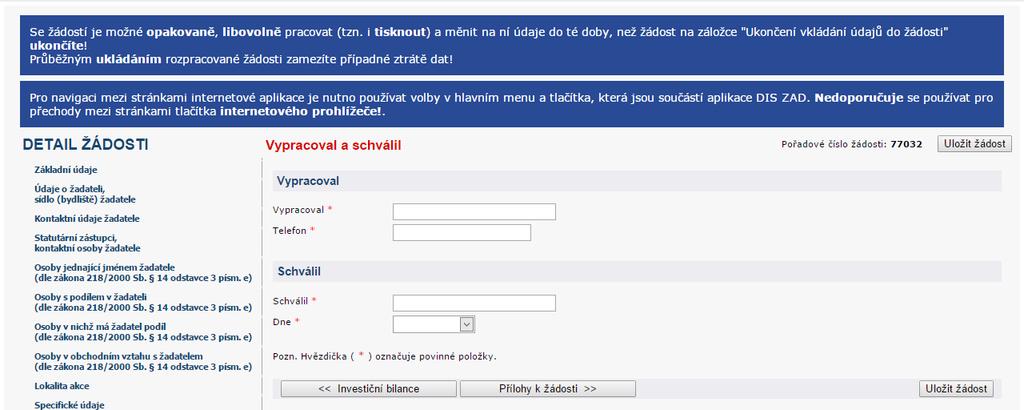 doplnit údaje na záložce a přejít na
