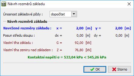 Následně v rámu Nastavení fáze zvolíme trvalou návrhovou situaci. Tím je základní zadání vstupních dat dokončeno.