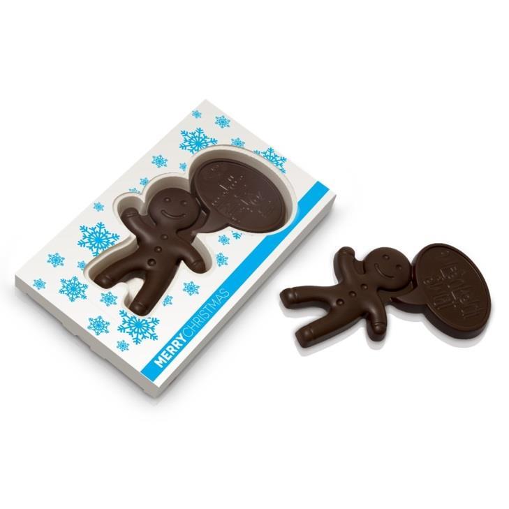21.44 Čokoládový snehuliak 23g Kvalitná belgická čokoláda balená v priehľadnej fólii s mašľou vo vybranej