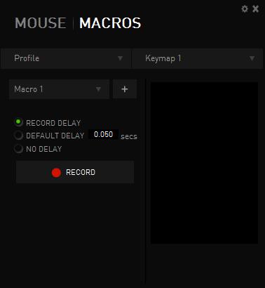 ZÁLOŽKA MACROS V rámci záložky Macros (Makra) si můžete vytvořit příkazy založené na sledu přesně po sobě jdoucích úderů do klávesnice a stisknutí tlačítek.