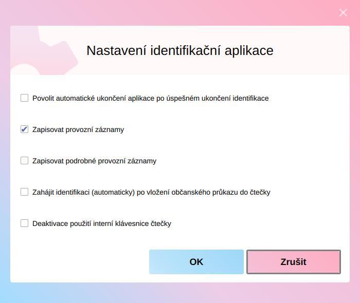 10. UŽIVATELSKÉ NASTAVENÍ APLIKACE Uživatel si může pomocí sady parametrů nastavit, jak se bude aplikace v průběhu identifikace chovat.