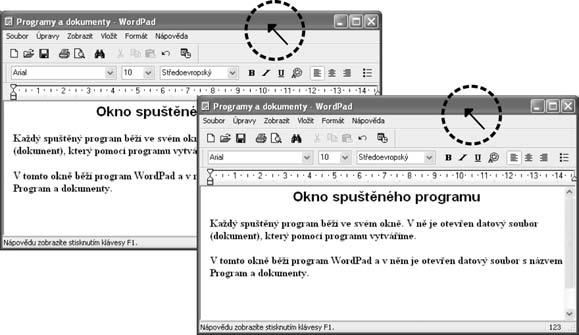 (Je zřejmé, že již maximalizované okno nemůžeme dále zvětšovat, a že ho můžeme naopak vrátit do původní velikosti.) 3.7.