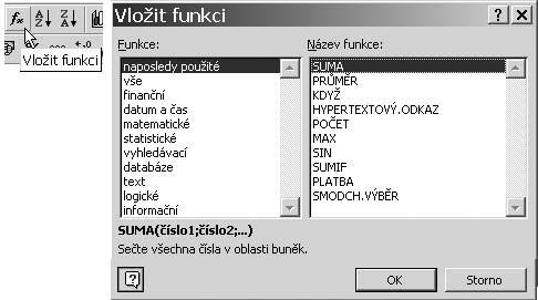 Tabulky a grafy Podívejme se na výše uvedený obrázek. V buňce C3 je správný výraz =A3+B3. Výraz vidíme nahoře na stavovém řádku, v buňce je uveden výsledek výrazu (výpočtu).