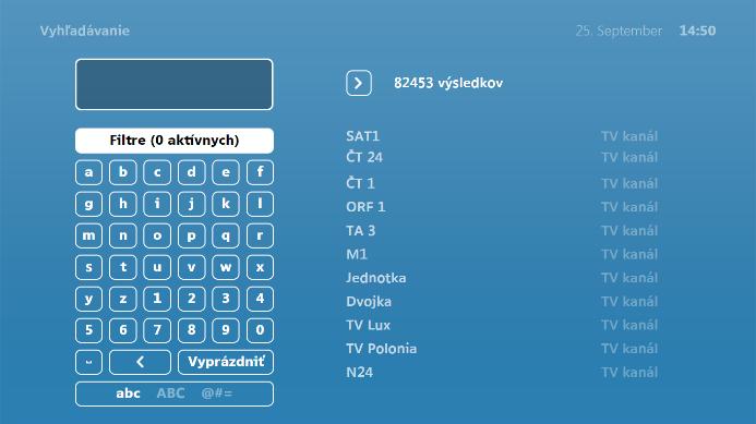 Titulky Tlačidlami (šípkami) vľavo alebo vpravo zvolíte preferovaný jazyk titulkov a potvrdíte tlačidlom OK. Zobrazené možnosti sa menia v závislosti od vysielaného programu, napr. CZE/ENG.