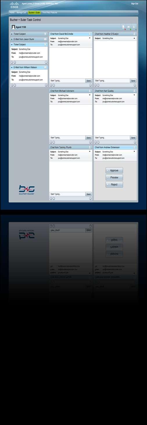 b+s MCAL podpora email, chat & úloh (voicemail, SMS, tickety, fax,