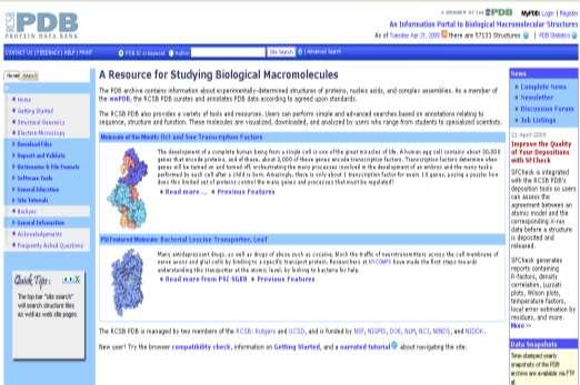 Obrázek 9 Databáze 3D struktury proteinů PDB, zdroj [10] 5.2.