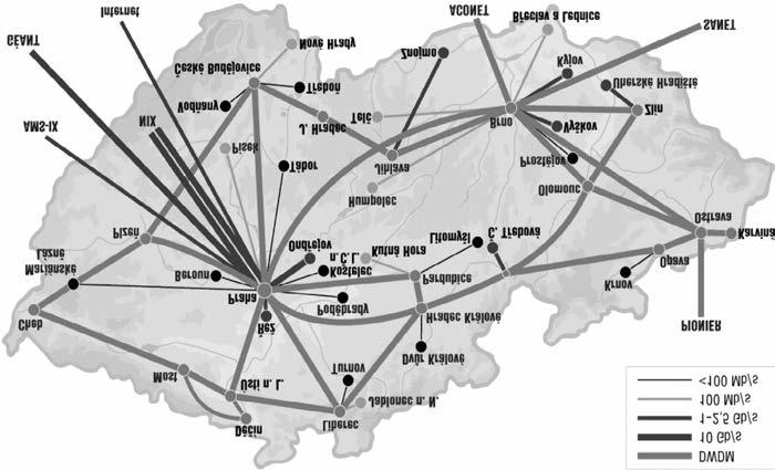 9.1.3 Datová síť Univerzity Pardubice metalicko-optická síť s více než 7 000 datových zásuvek, metalická síť v rozsahu více než 450 km kabeláže v kategorii 5, 6A a 7, optická síť v areálu