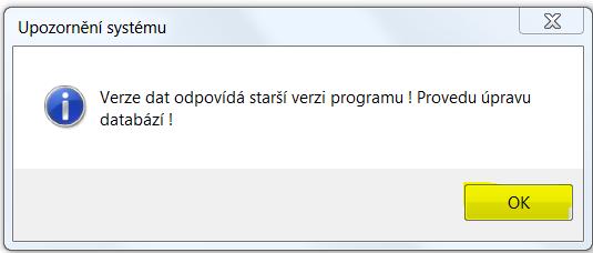 Postupy prací k aplikaci NV 341/2017 Sb. Znovu spusťte program a zkontrolujte v úvodní obrazovce číslo nové verze (v 6.8.0.) a vyšší Po spuštění programu dojde k aktualizaci databází.