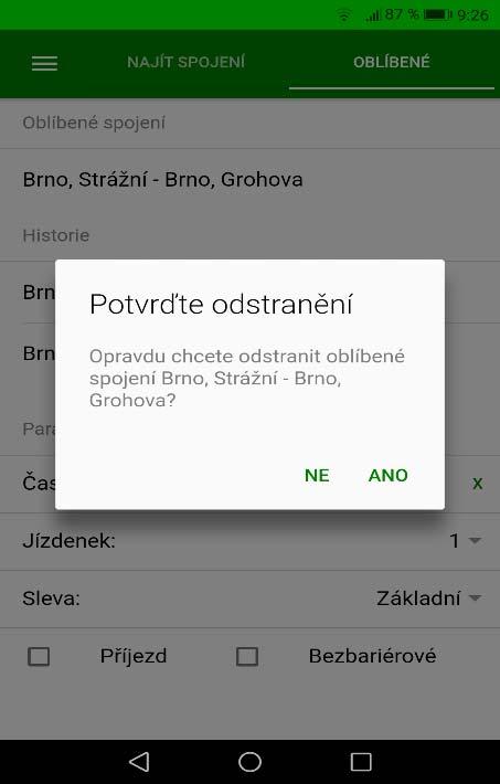 Zpoždění jsou barevně odlišná Zelená barva linka bez zpožděných spojů nebo s minimem zpožděných spojů Žlutá barva linka s větším počtem zpožděných spojů Červená